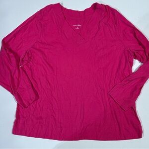 Fashion bug bright pink, long sleeve V-neck shirt, size 3X